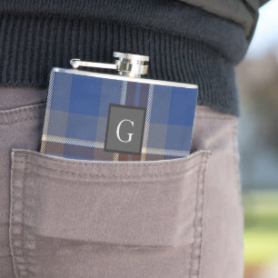 Monogram Marskalkar Best Man Blue Grått Tartan Bla Fickplunta