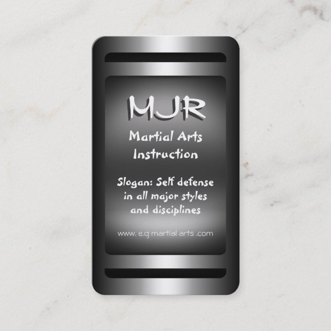 Monogram, martial Arts Instruction, metall-look Visitkort (Framsida)