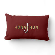 Monogram Masculine Initial Namn Guld Burgundy