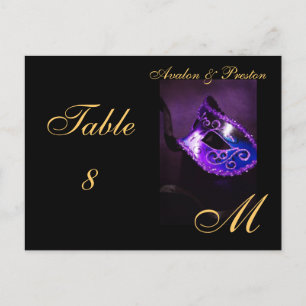 Monogram Masqueramask Lila Bord Placecard Vykort