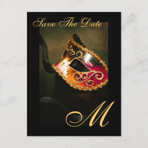 Monogram Masqurade Mask Spara Datum Postkort Meddelande Vykort