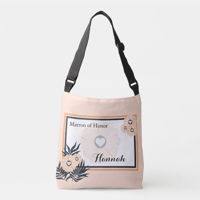Monogram Matron of Honor Bröllop Crossbody Tote Axelväska (Framsida)
