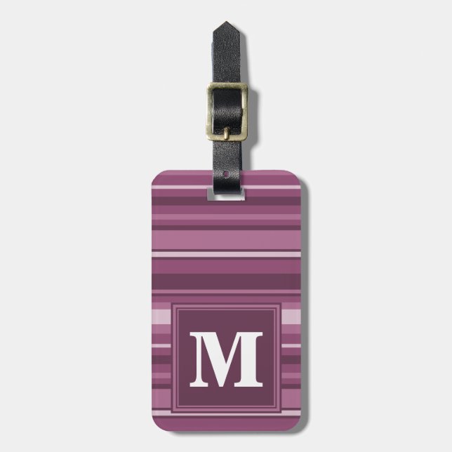 Monogram mauve rand bagagebricka (Vertikal Framsida)