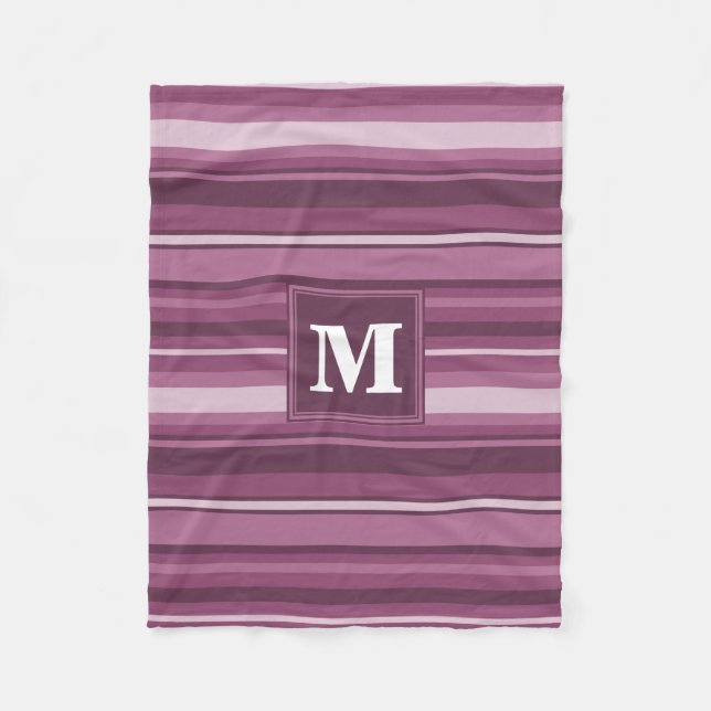 Monogram mauve rand fleecefilt (Framsidan)