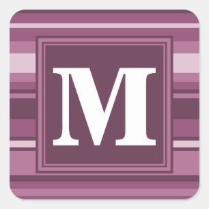Monogram mauve rand fyrkantigt klistermärke