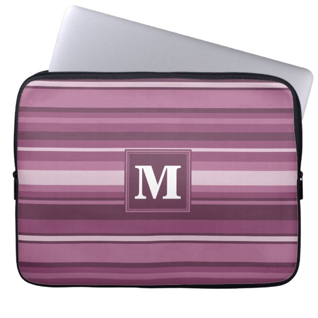 Monogram mauve rand laptop sleeve (Framsidan)