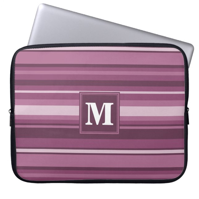 Monogram mauve rand laptop sleeve (Framsidan)