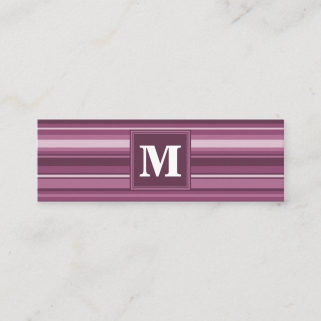 Monogram mauve rand mini visitkort (Framsida)