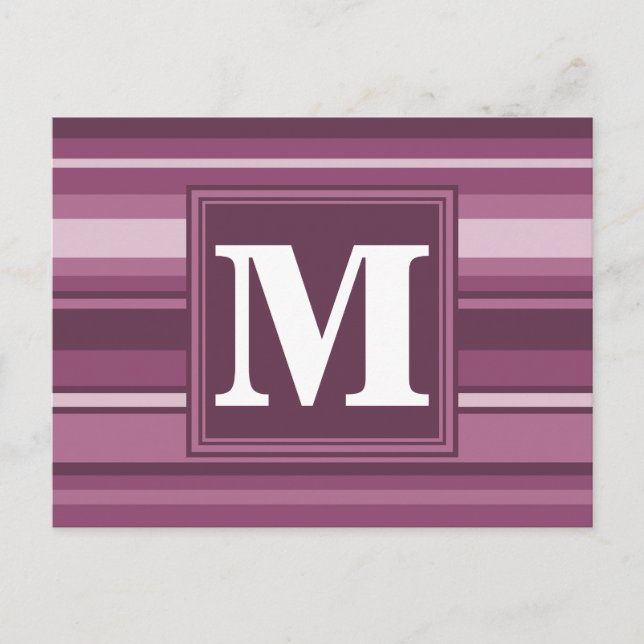 Monogram mauve rand vykort (Framsida)