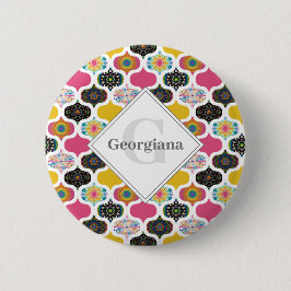 Monogram Maximalist Rainbow Dot Mandalas Patchwork Knapp