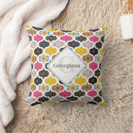 Monogram Maximalist Rainbow Dot Mandalas Patchwork Kudde