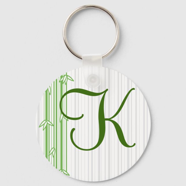 Monogram med Bamboo Background - Brev K Nyckelring (Framsida)