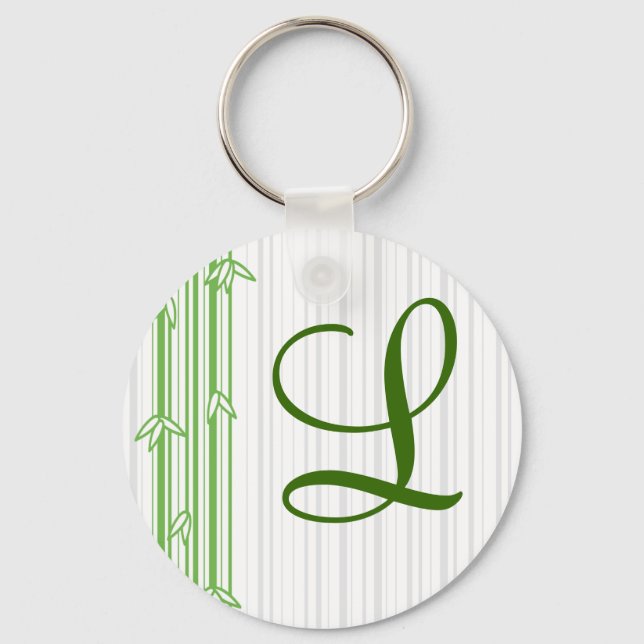 Monogram med Bamboo Background - Brev L Nyckelring (Framsida)