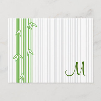 Monogram med Bamboo Background - Brev M Vykort
