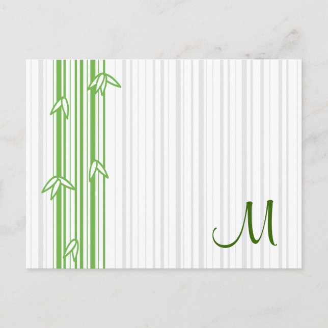 Monogram med Bamboo Background - Brev M Vykort (Framsida)