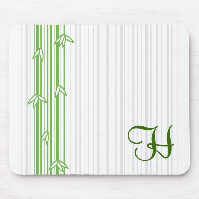 Monogram med bambubakgrund - brevH Musmatta (Framsidan)