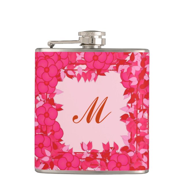 Monogram med blommor - fruktsamhet och rosa fickplunta (Framsidan)