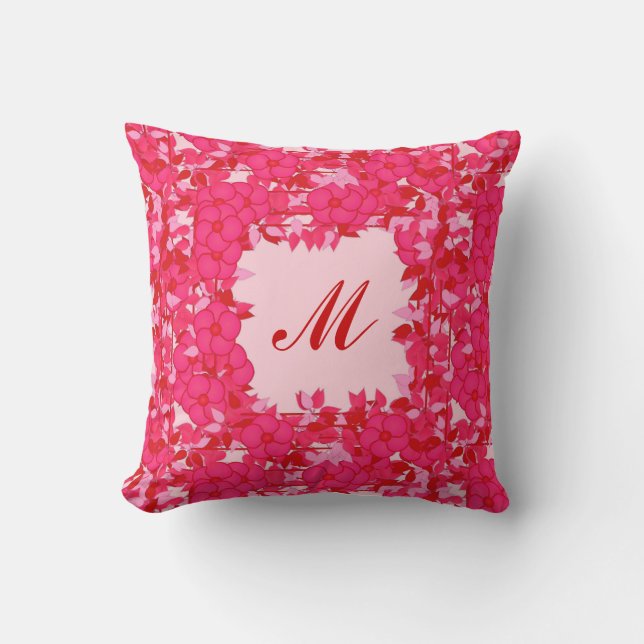Monogram med blommor - fruktsamhet och rosa kudde (Framsida)