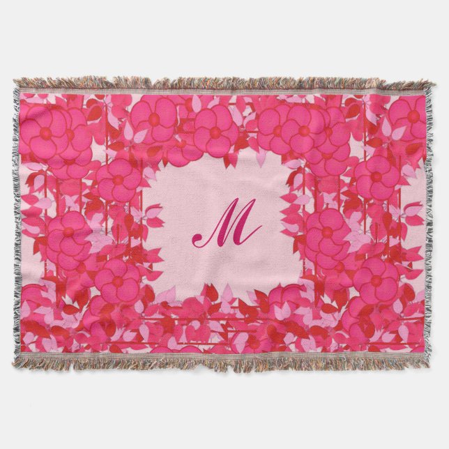 Monogram med blommor - fruktsamhet och rosa mysfilt (Framsidan)