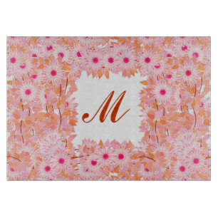 Monogram med blommor - rosa och persika
