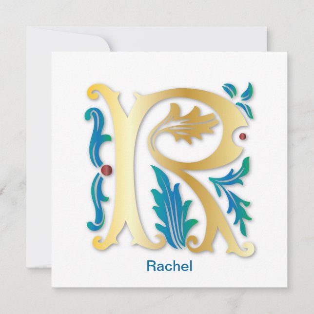 Monogram med bokstaven R Fleur de lis Inbjudningar (Framsida)