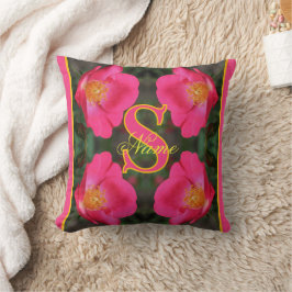 Monogram med din initialbokstav och namn Ros Konst Kudde