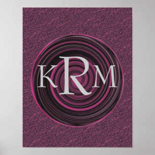 Monogram med dina initialer persikanslingor Person Poster