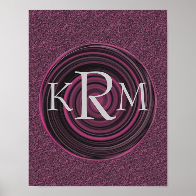 Monogram med dina initialer persikanslingor Person Poster (Framsidan)