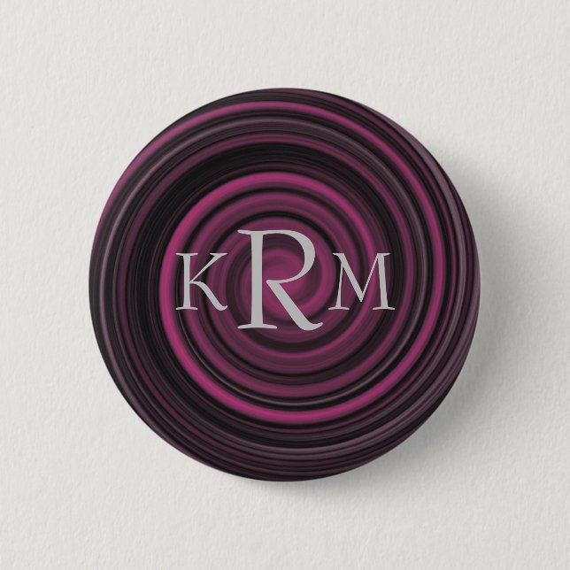 Monogram med dina initialer Plommonvirvel Personli Knapp (Framsida)