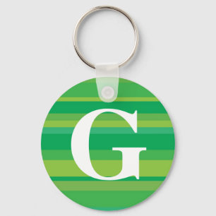 Monogram med en färgrik randig bakgrund - G Nyckelring