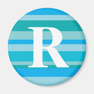 Monogram med en färgrik randig bakgrund - R Magnet