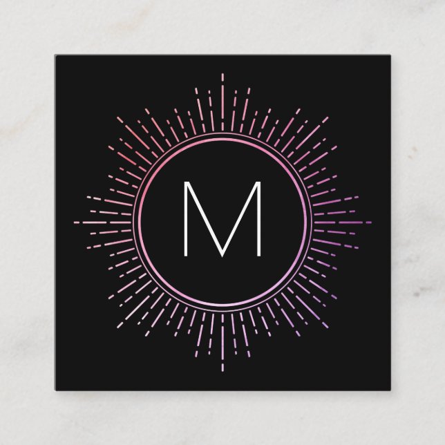 Monogram med falska förgyllda element fyrkantigt visitkort (Framsida)