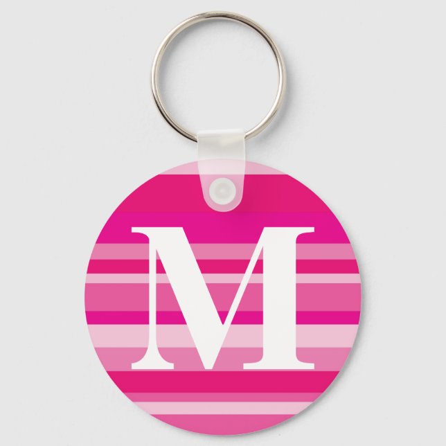 Monogram med färgad, strippad bakgrund - M Nyckelring (Framsida)