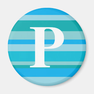 Monogram med färgad strippad bakgrund - P Magnet