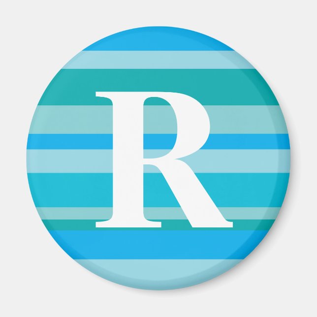 Monogram med färgad strippad bakgrund - R Magnet (Framsidan)