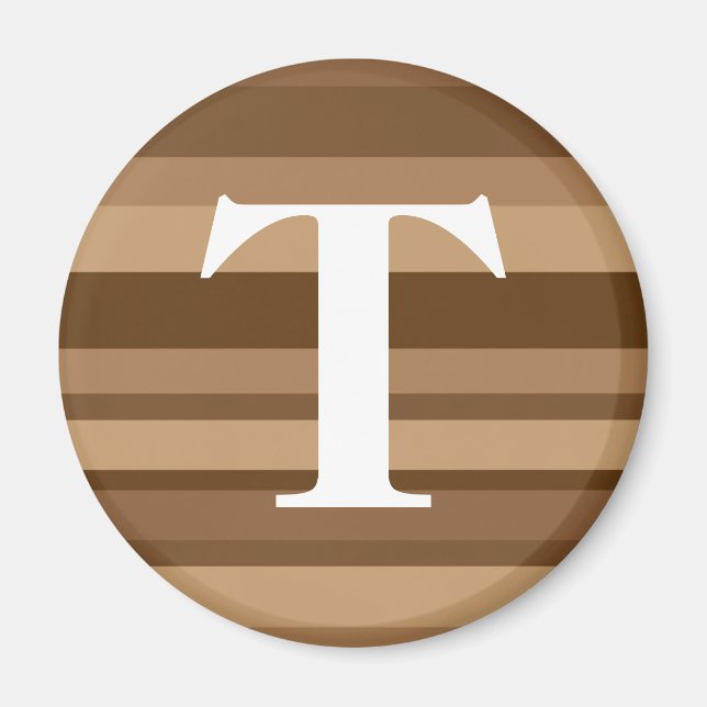 Monogram med färgad strippad bakgrund - T Magnet (Framsidan)