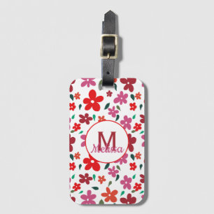 Monogram med färgfull, minimalistisk Blommigt Bagagebricka