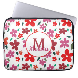 Monogram med färgfull, minimalistisk Blommigt Laptop Fodral