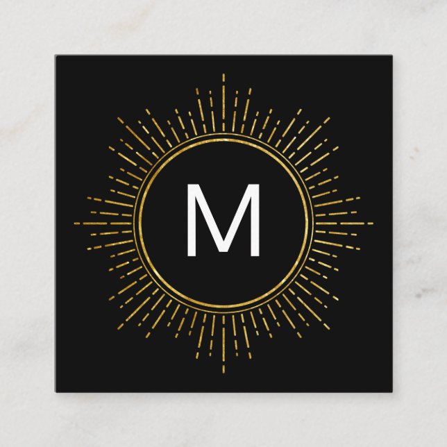 Monogram med Faux Guld belyst Inslag Fyrkantigt Visitkort (Framsida)
