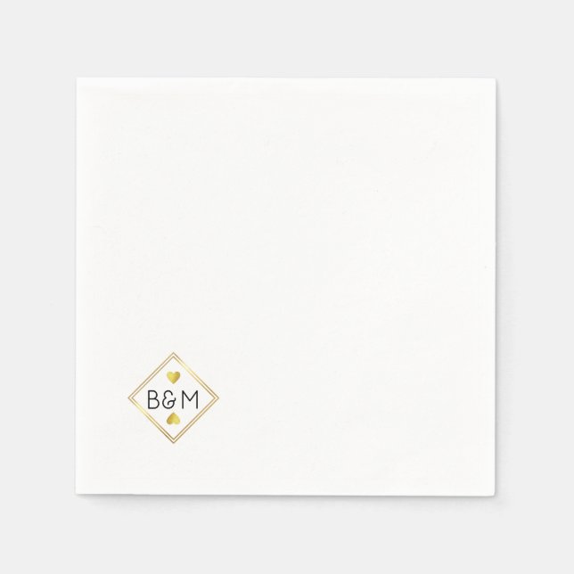 Monogram med gift par bröllop Kärlek Pappersservett (Framsidan)