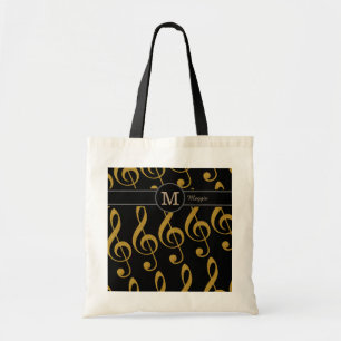monogram med guldmusik noter tygkasse