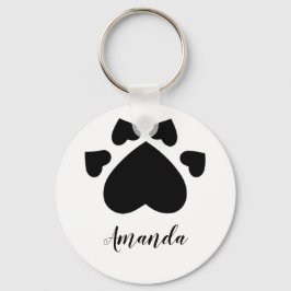 Monogram med hjärta valp klor tryck nyckelring