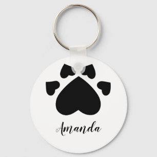 Monogram med hjärta valp klor tryck nyckelring