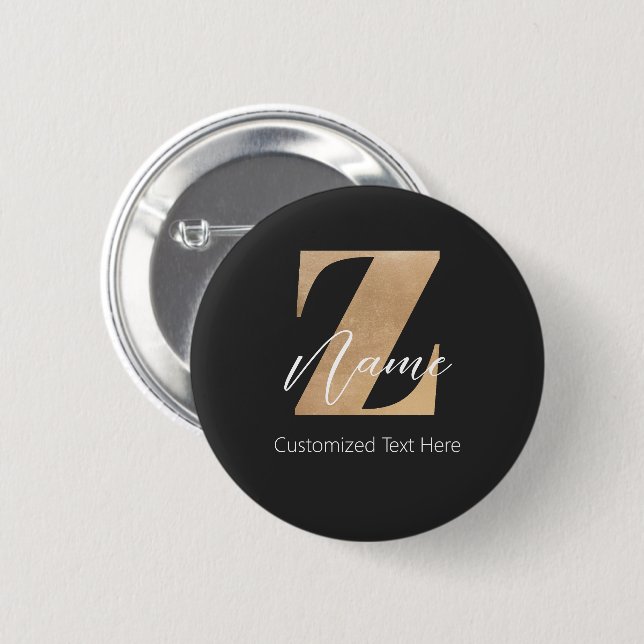 Monogram med initial Z & anpassat namn Knapp (Framsida & baksida)