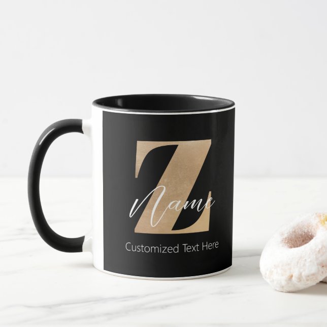 Monogram med initial Z & anpassat namn Mugg (Med munk)