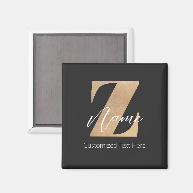 Monogram med initial Z & anpassat namn Personligt Magnet (Front/Back)