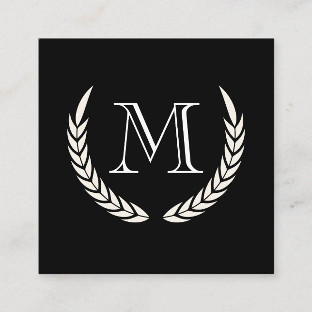 Monogram med Inslag Fyrkantigt Visitkort (Framsida)