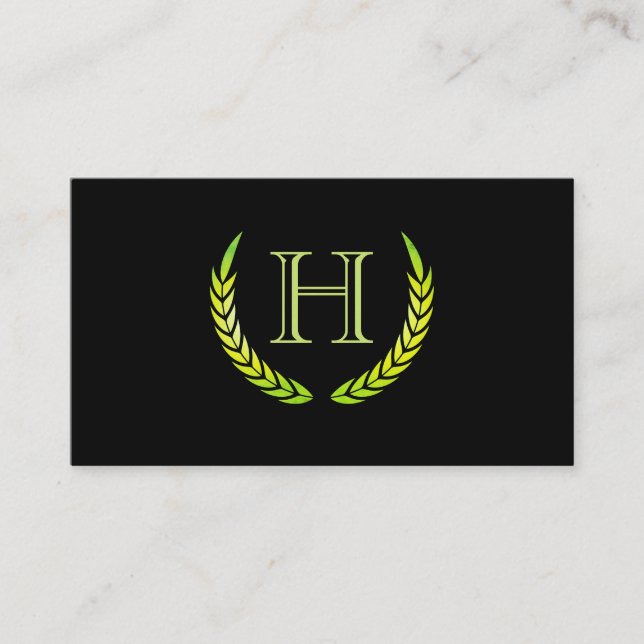 Monogram med Inslag (grönt) Visitkort (Framsida)