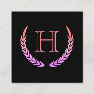 Monogram med Inslag (rosa) Fyrkantigt Visitkort