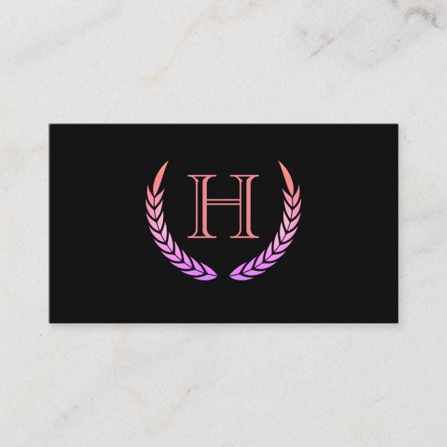 Monogram med Inslag (rosa) Visitkort (Framsida)